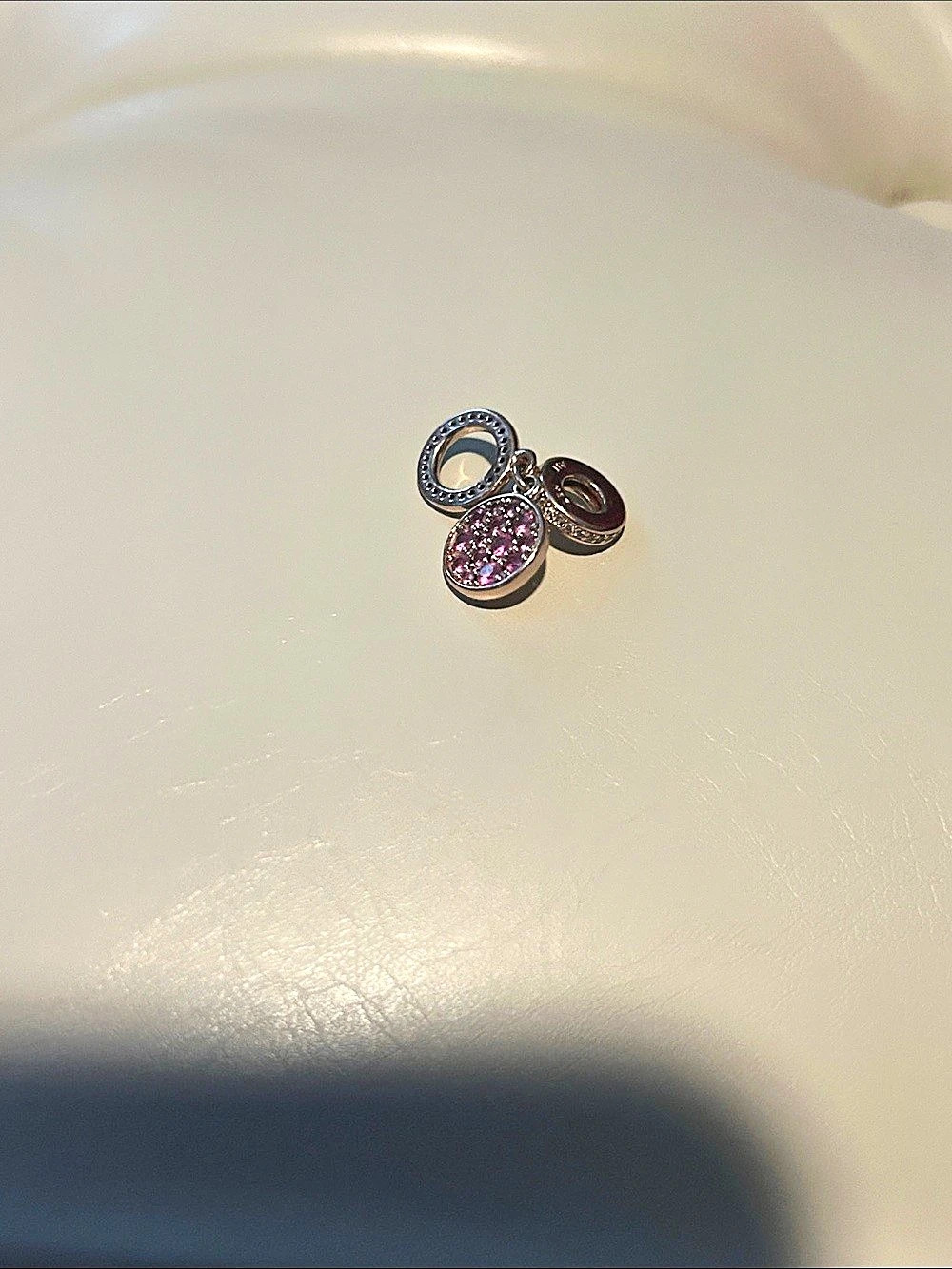 Pandora Pink Eternity Circle Dangle Charm Pink & Silver